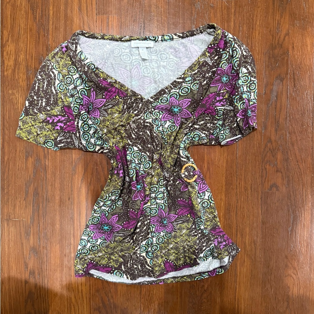 Charter Club purple and green blouse